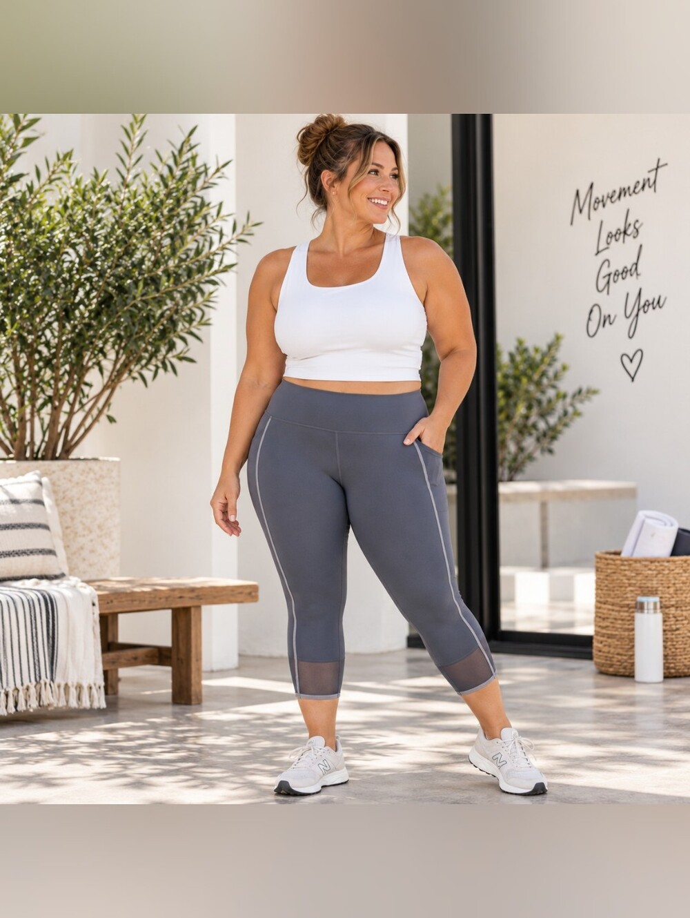 Athleta Salutation Stash Pocket Intention Capri size 1xl in medieval grey